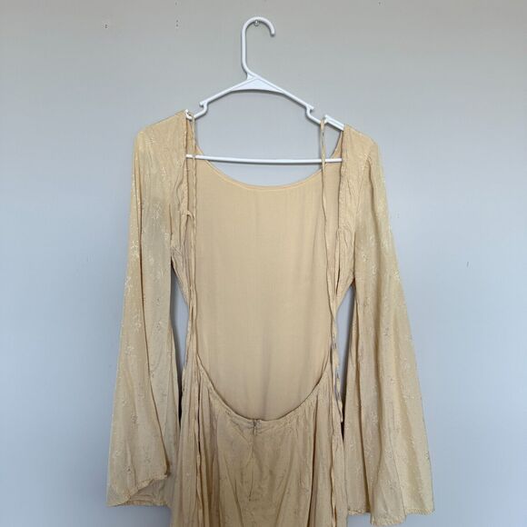 Lulus Womens Jacquard Backless Dress Small Cream Milkmade Fairycore Whimsigoth - Picture 7 of 8